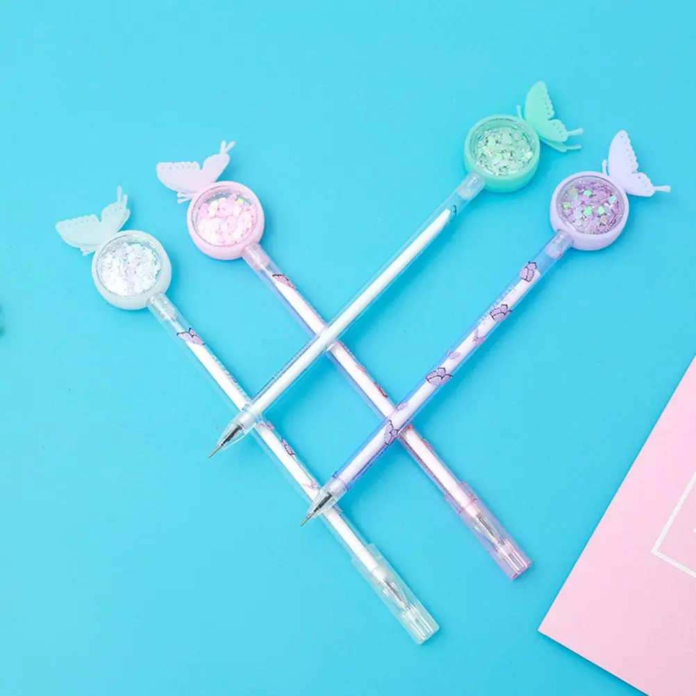 10 Pcs 나비 스팽글 펜 사무실 쓰기 젤 펜 학생 시험을위한 스케치 블랙