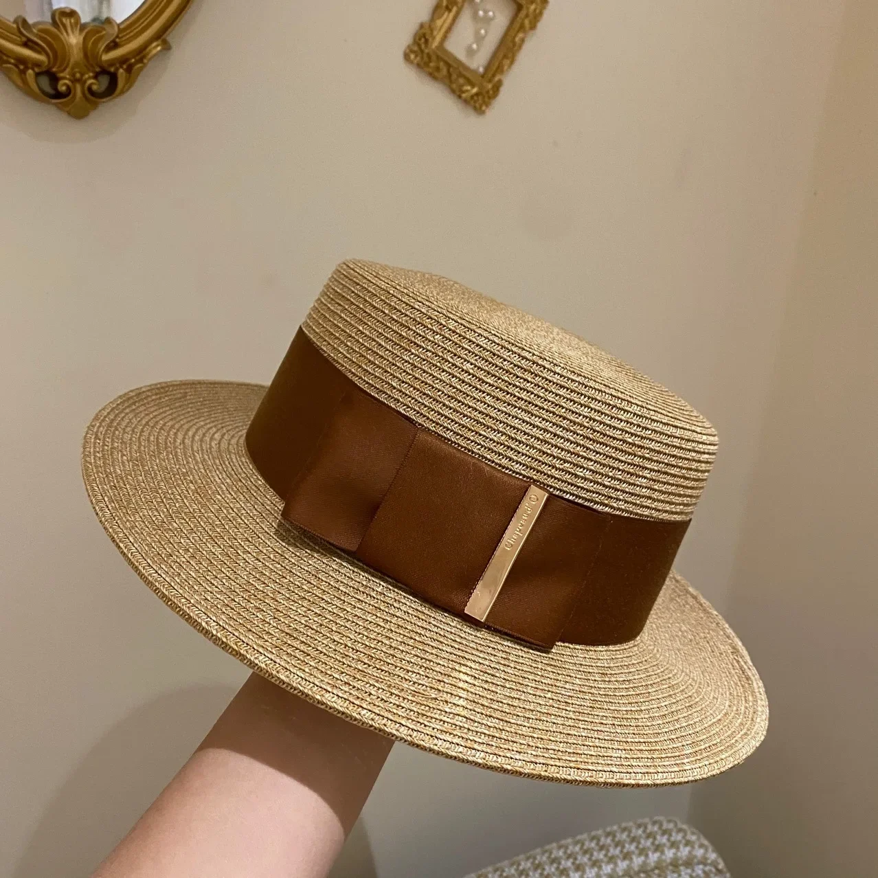 Beach Hat summer advanced new fashion design Sun Hat White Straw soft top neutral hat solar cap