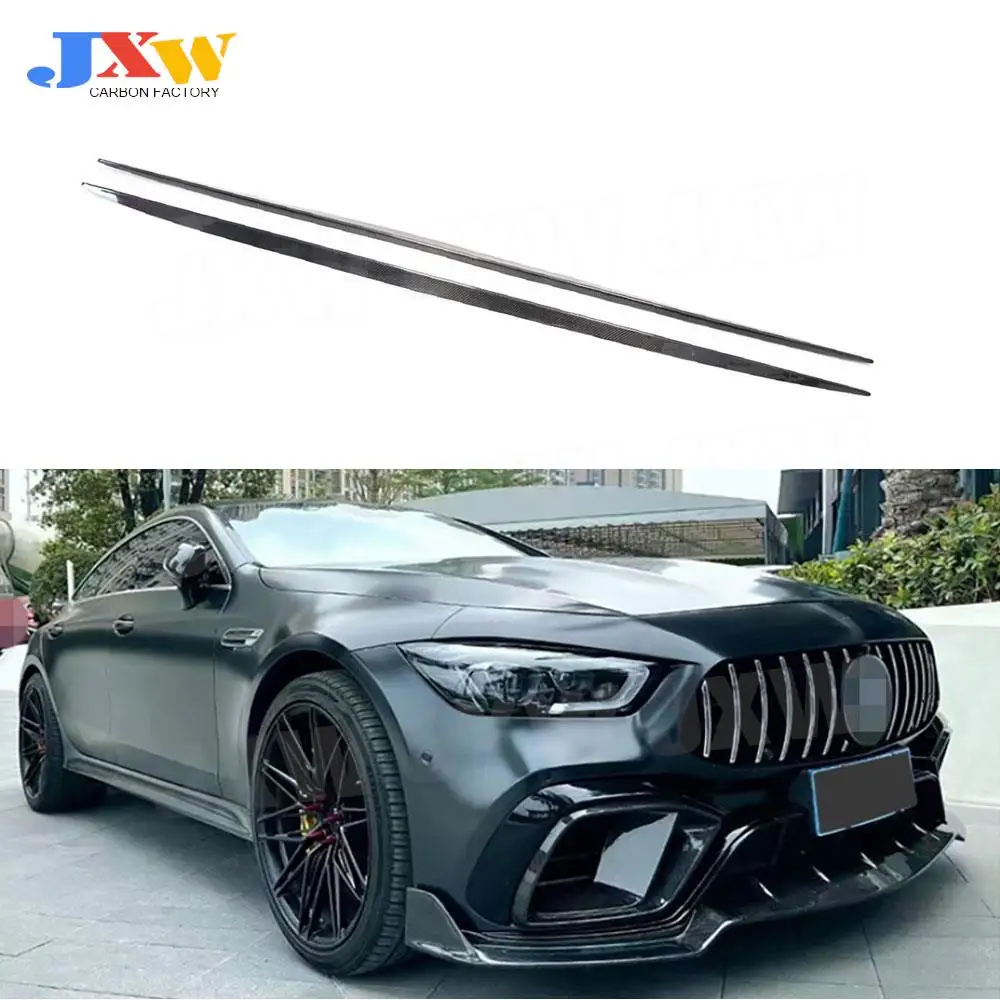 Dry Carbon Car Side Skirts Apron Extension Lip Spoiler For Benz AMG GT63 GT63S 4Door 2019-2023 Side Bumper Decoration