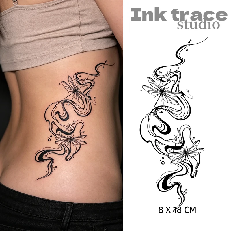 1/2PCS Dragonfly Temporary Tattoo,Lasts To 7-15 Days New Technology Magic Waterproof Semi Permanent Sticker.