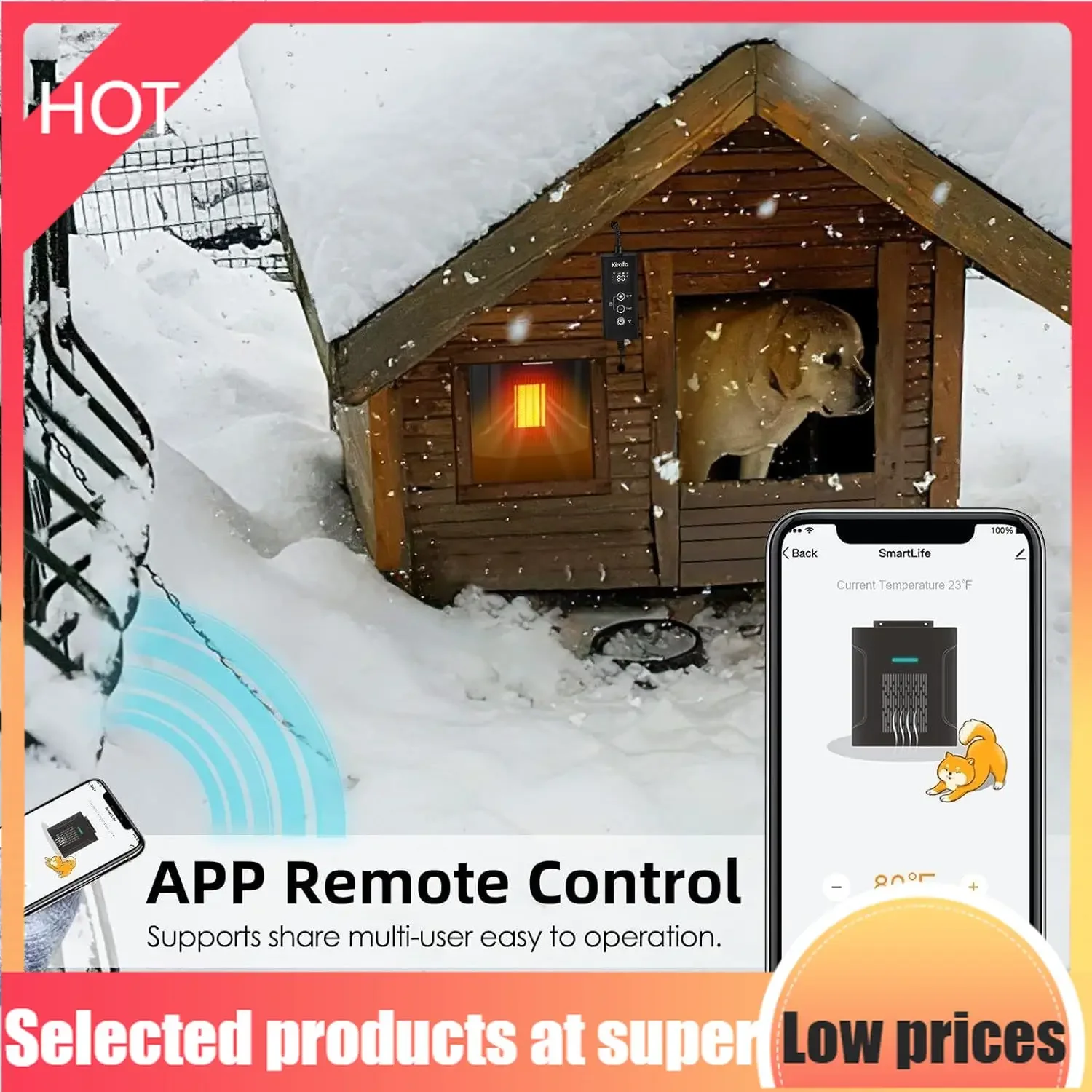 

Competitive Item-Dog House Heater With Thermostat, Dog With Wifi Control, Pet House For Outside Doghouse, 300w Chicken Coop