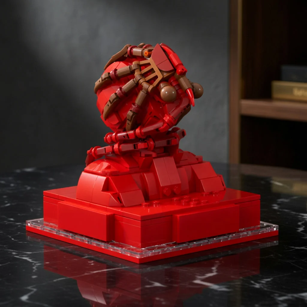 

Sci-Fi Red Parasite Monster Building Blocks Space Horror Poster MOC Model Bricks DIY Assembly Sculpture Adult Gift