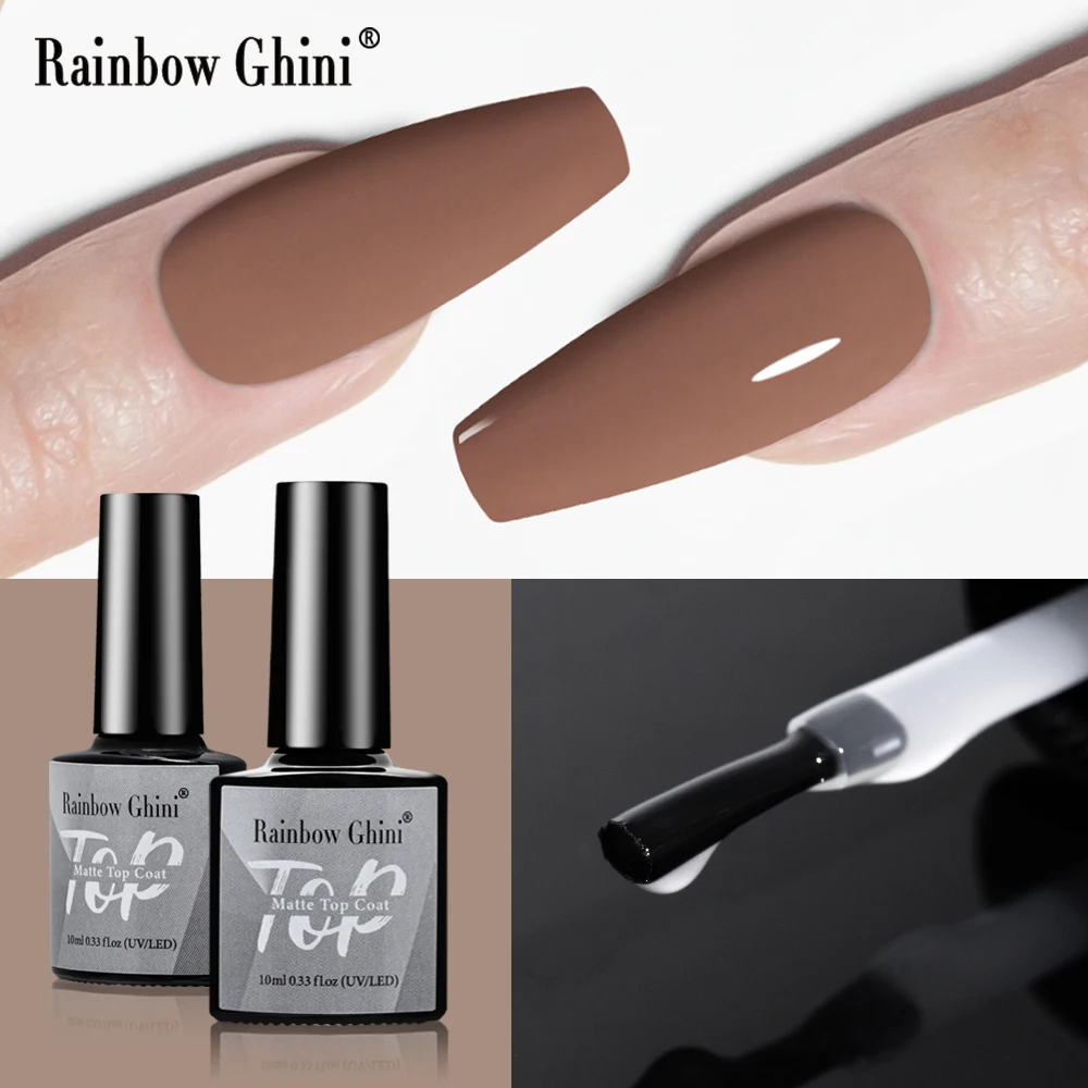 Rainbow Ghini 10ml matte top coat gel Nail Polish Lacquer Semi-permanent Varnish Base Top Coat All for Art manicure Decoration