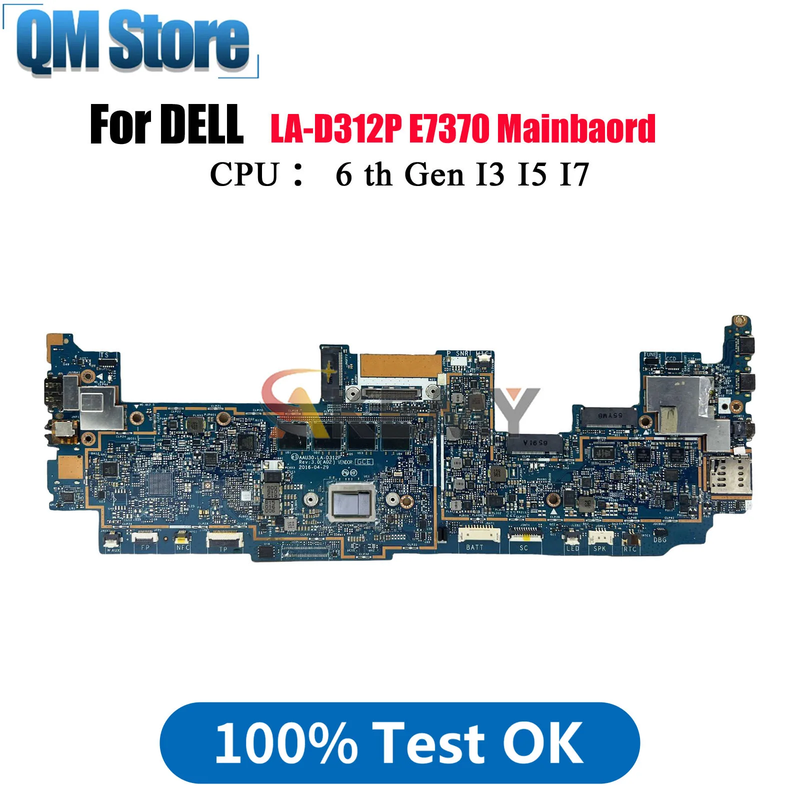 

Материнская плата для ноутбука Dell Latitude 7370 E7370, 13,3 дюйма LA-D312P, детали CN-0MN6H4 CN-0X95H8 0DHF1J, 100% полностью протестирована