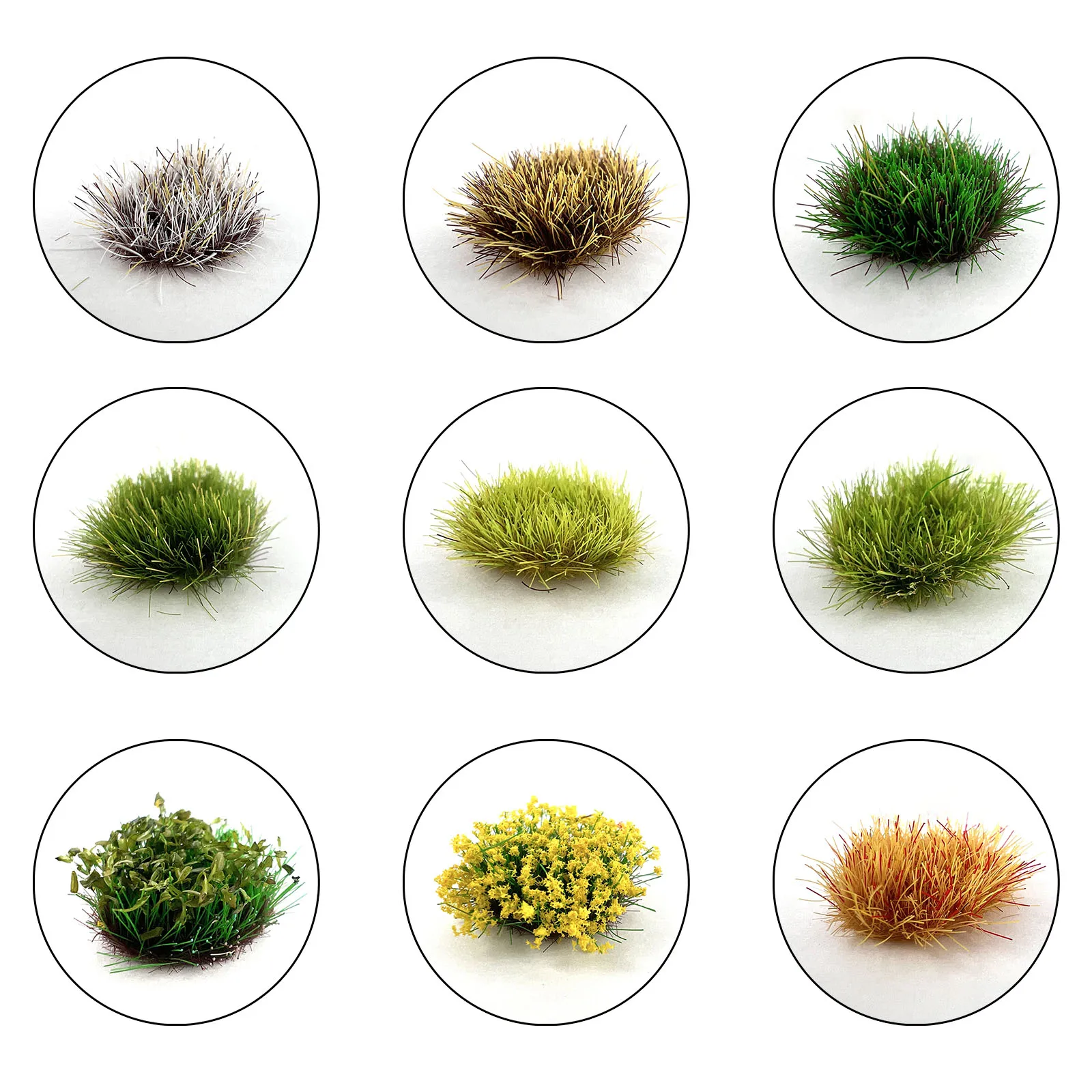 ชุดหญ้าและดอกไม้จำลองขนาด 0.5 ซม. 126 ชิ้น - อุปกรณ์เสริมวัสดุก่อสร้างสำหรับเกมสงคราม โต๊ะทราย และไดโอรามา