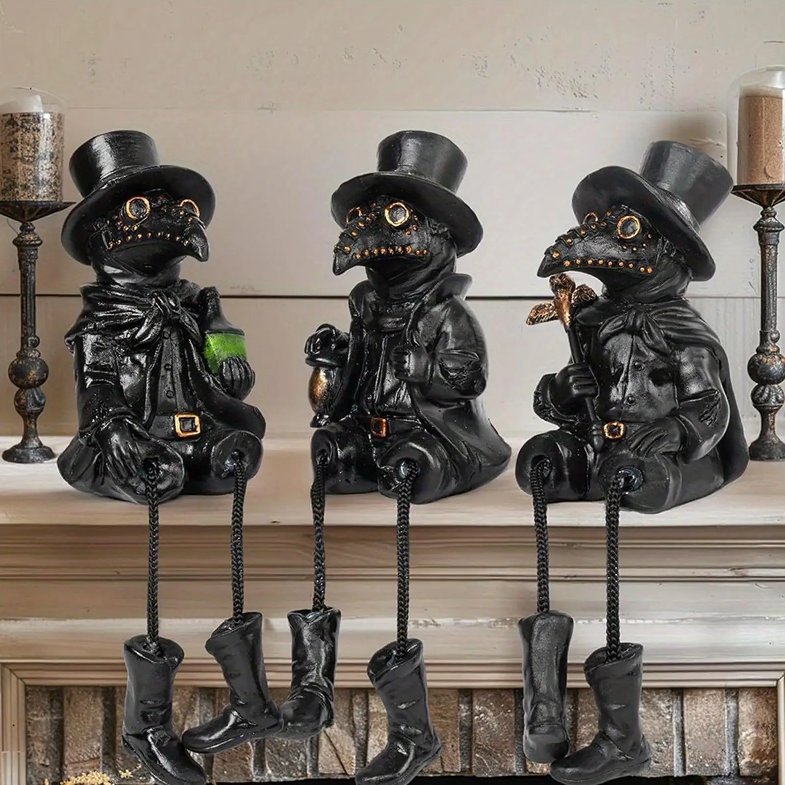 

3 шт./компл. готические фигурки, жуткая ворона с висячими ножками, настольные скульптуры, готическая статуя, фигурки на Хэллоуин для ТВ-шкафа