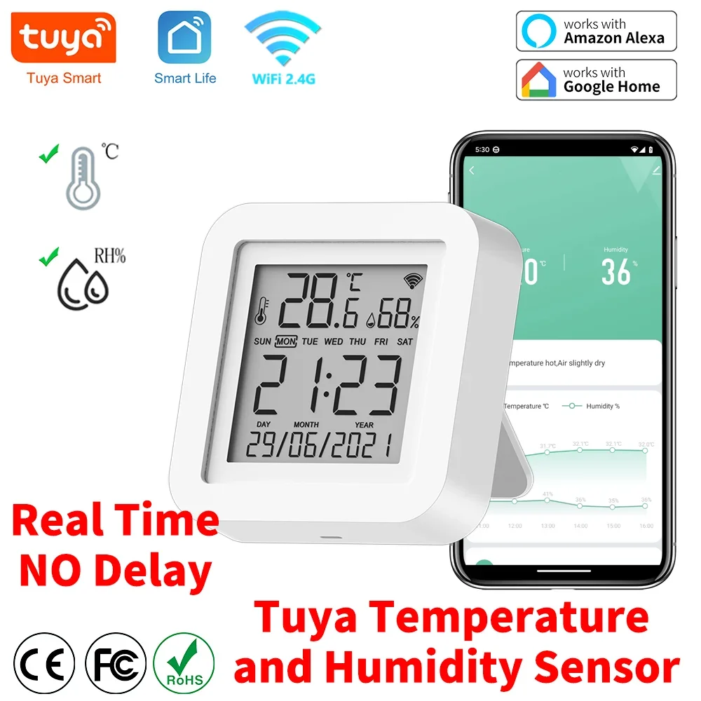 Tuya WIFI Temperature & Humidity Sensor for Smart Home var SmartLife Thermometer Hygrometer Support Alexa Google Assistant