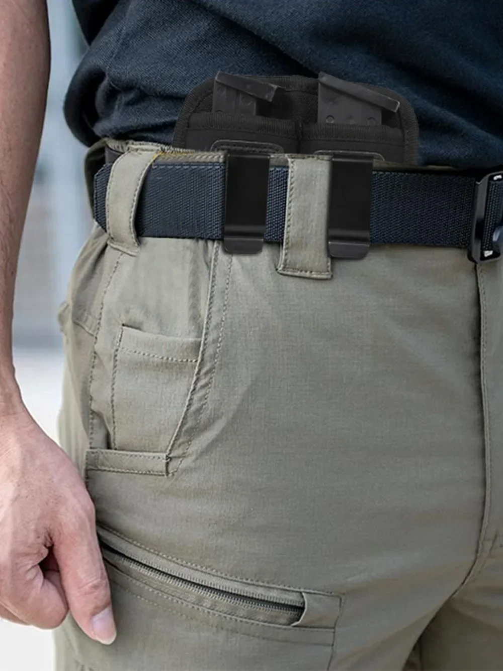 Concealed Carry Double 9mm Magazine Pouch Holster Glock 17 19 Beretta M9 Sig G2C Gun Mag Holder IWB Belt Clip EDC Waist Bag