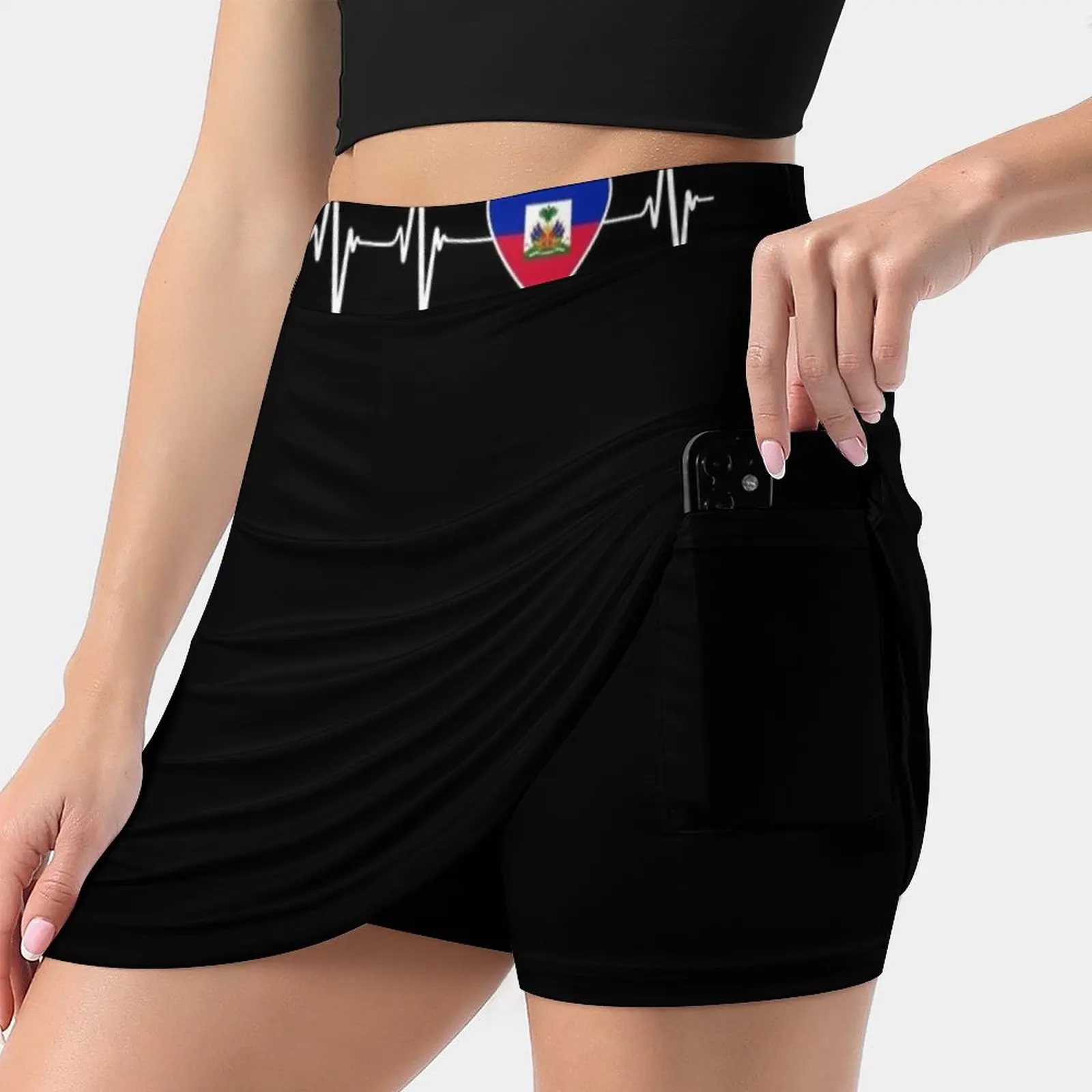 Haitian Heartbeat I Love Haiti Country Flag Heart Family Korean Fashion Skirt Summer Skirts For Women Light Proof Trouser Skirt