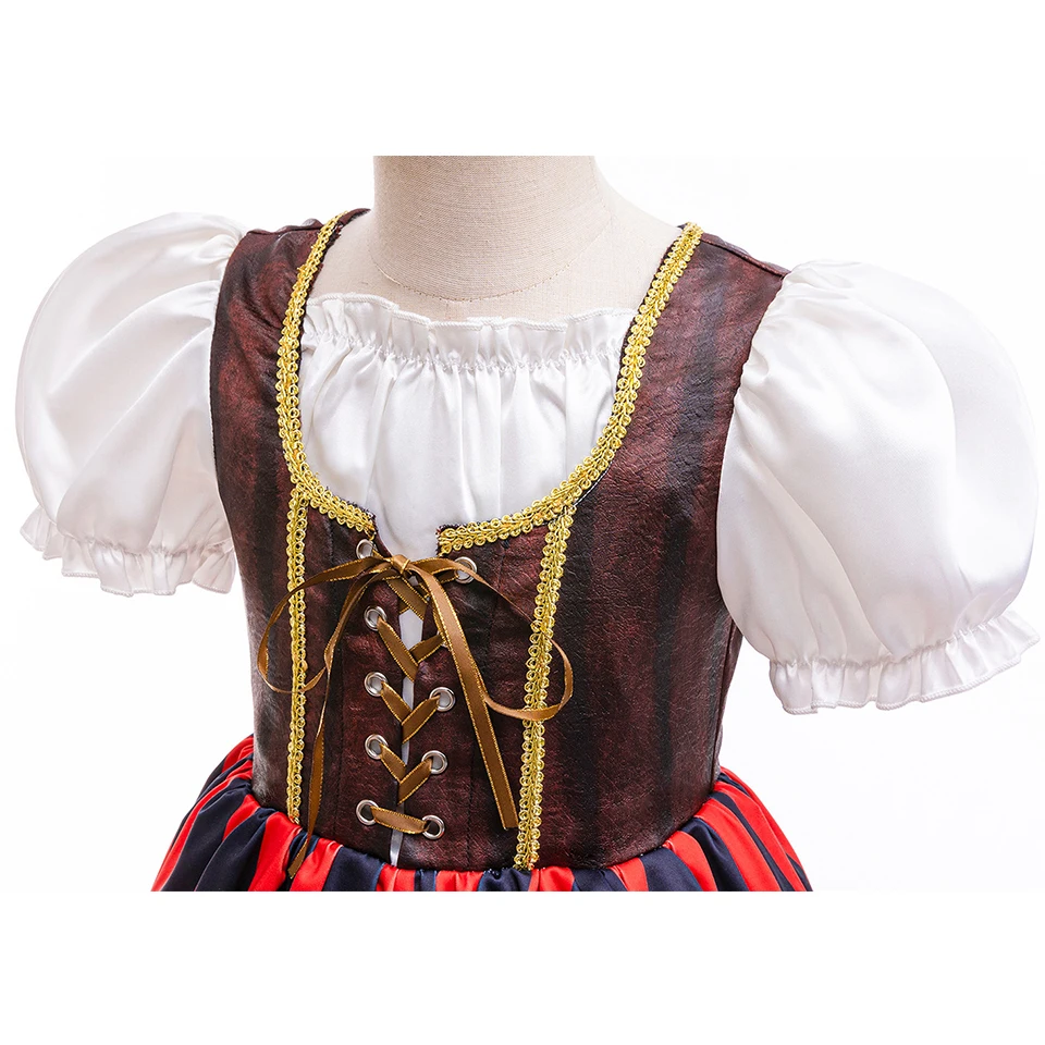 Caribbean Pirate Princess Tutu Dress for Girls Halloween Cosplay Skull Captain Children's Costume Masquerade Party Kids Clothes