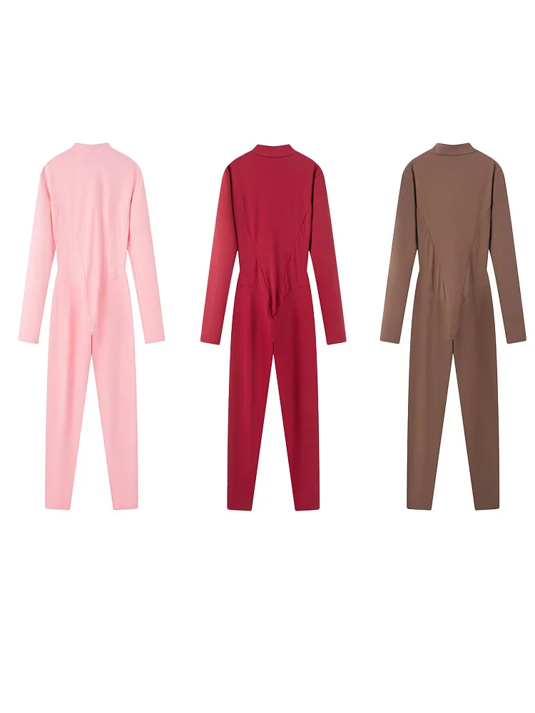 HH نساء موضة ثلاثي الأبعاد ملابس داخلية بذلة رياضية 2-ألوان أنثى أنيقة سستة بأكمام طويلة لباس ضيق غير رسمي بذلة