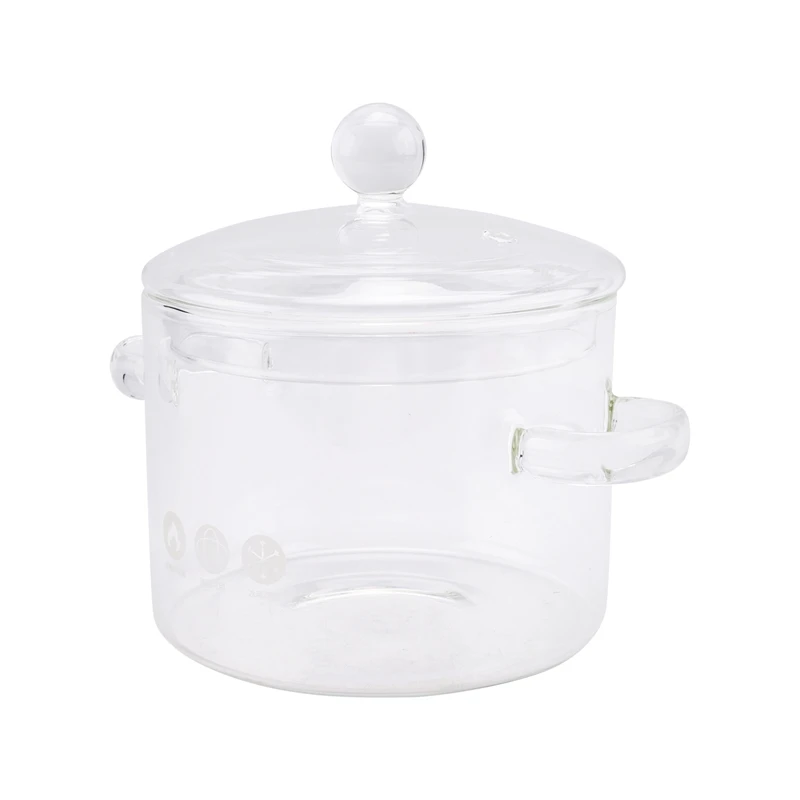 

YOST-Glass Saucepan With Cover,Stovetop Cooking Pot With Lid And Handle Simmer Pot Clear Soup Pot High Borosilicate
