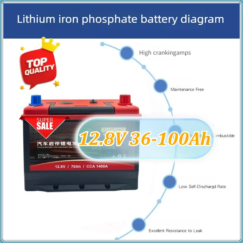 

12V 36-100Ah High Capacity LiFePO4 Car Start-Stop Battery Maintenance-Free Automotive Starter for Car Audio System CCTV Back Up