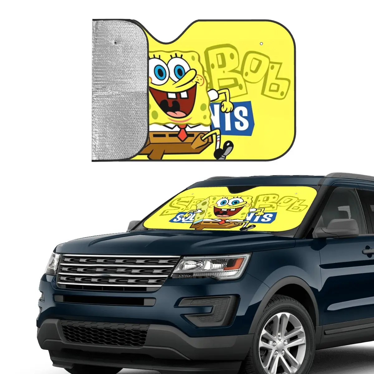 SpongeBobed Anime Cartoon Sunshade Windscreen Universal Car Front Windshield 70x130cm Car Window Windscreen Cover Car-styling