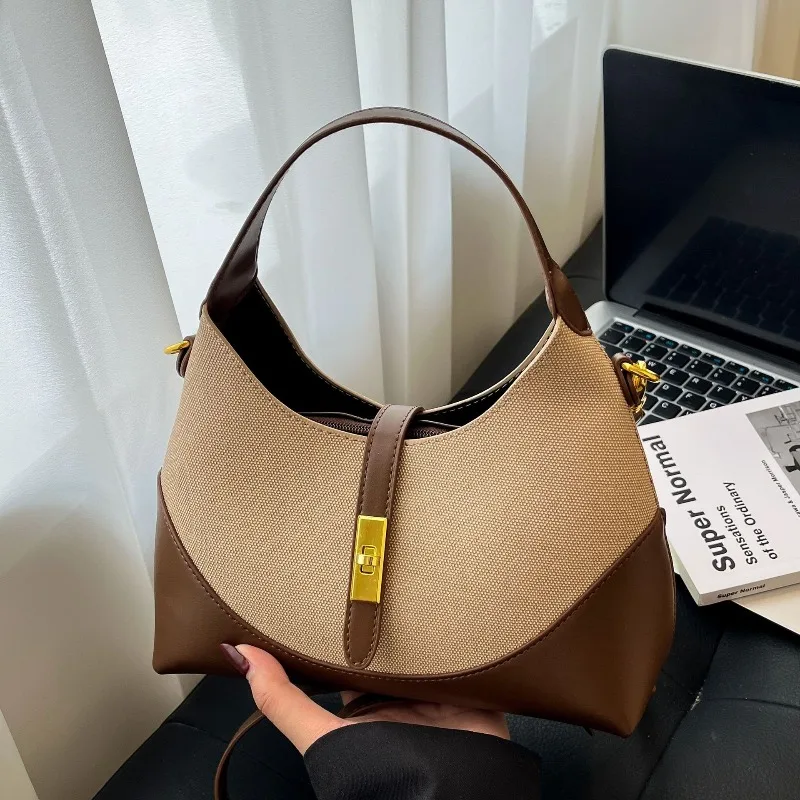 2026 Luxury Color Contrast Dumpling Bag Niche Design Women Commute Handbag Underarm Shoulder Crossbody Purse