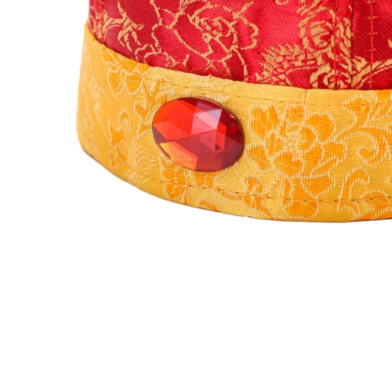 Y166 Embroidered Braid Skullcap Caps for Boys for Photography Landlords Hat Emperors Hat in China Qing Dynasties