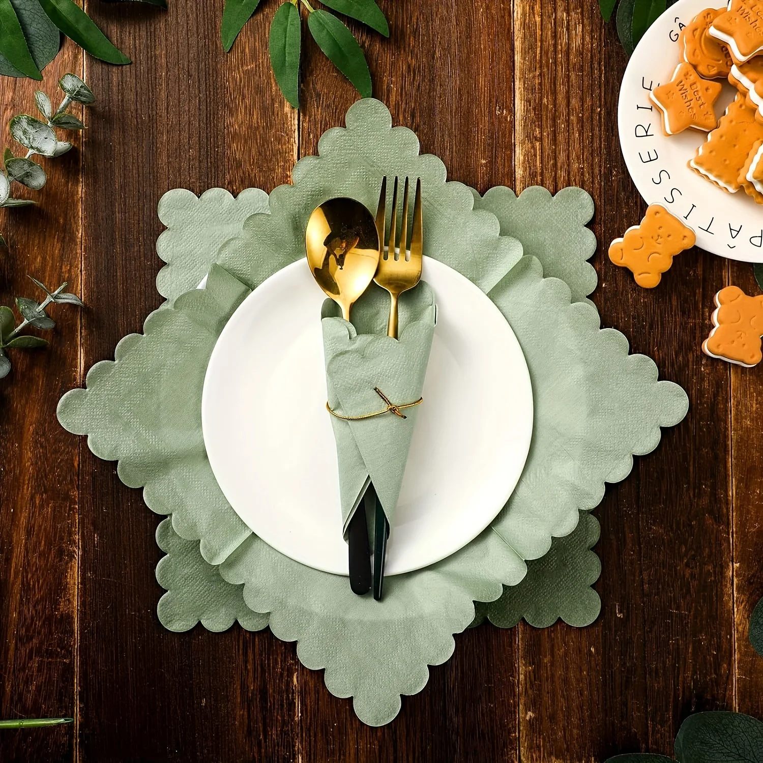 25/50/100Pcs 25X25cm Green Paper Napkin Soft Handkerchief Romantic Wedding Banquet Square Table Napkins Dinner Party Decoration