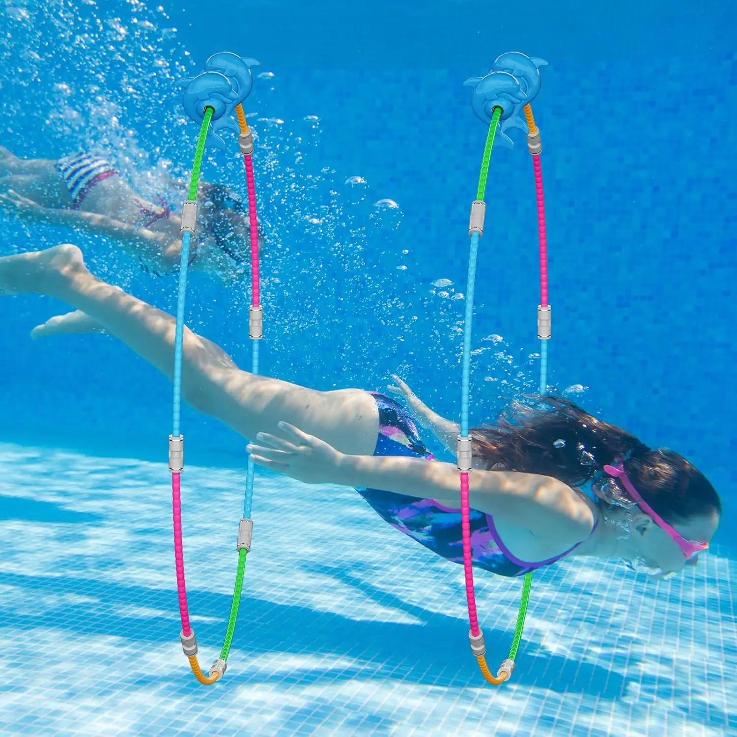 

Pool Ring Toys 2-Pack Water Sports Swim Rings for Kids Underwater Swim Thru Ring for Pool Ideal Pool Games Toy for Kids Aged 5 6