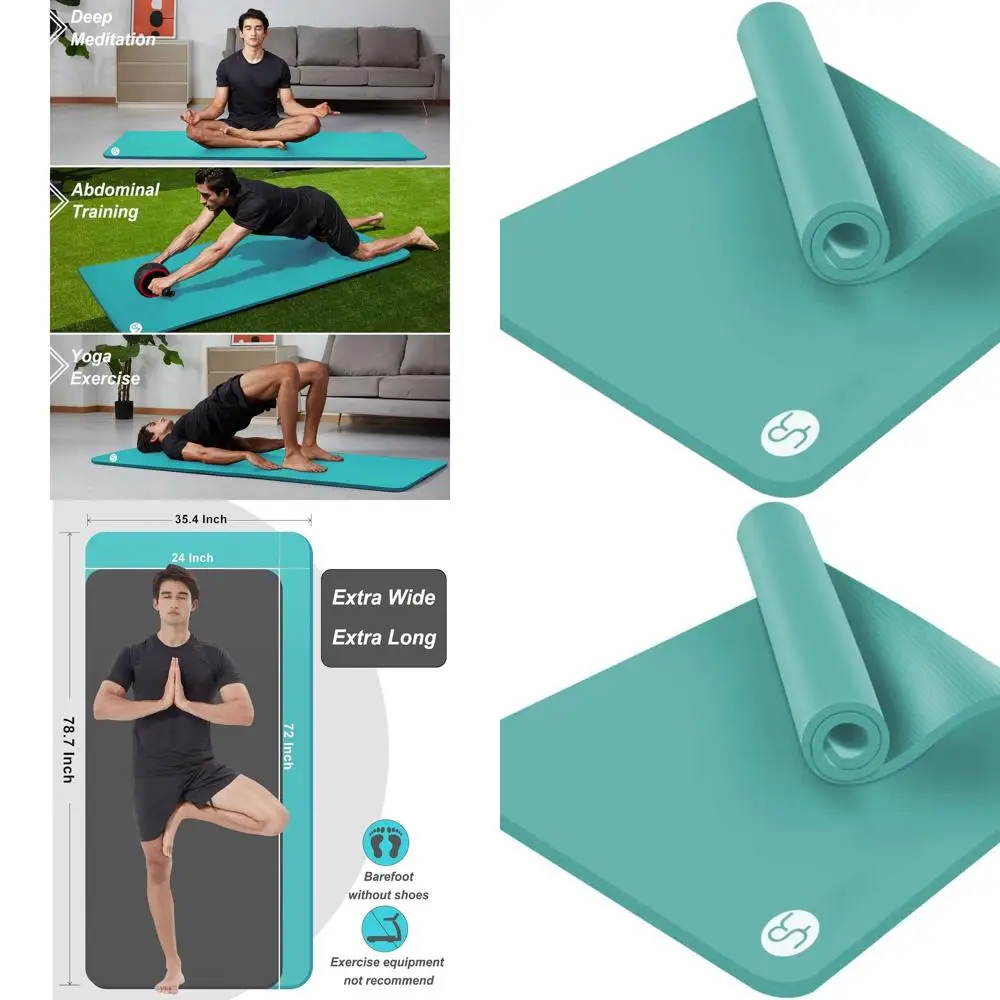 

Extra Wide, Thick Yoga Mat for Men & Women - 78 x 35 1/2 Exercise Mat with Carry Bag for Home Gym Workouts