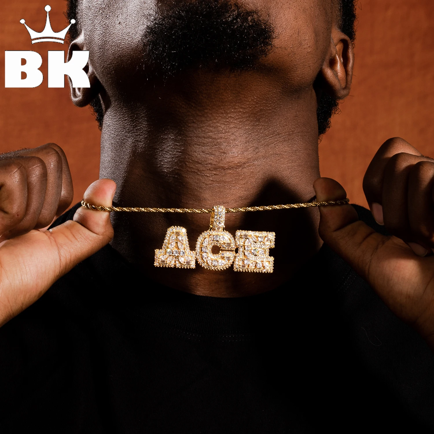 

The Bling King Custom Colorful Chunky Letters Pendant Mixed Inlay Different Shape Cubic Zircon Necklace Hiphop Jewelry
