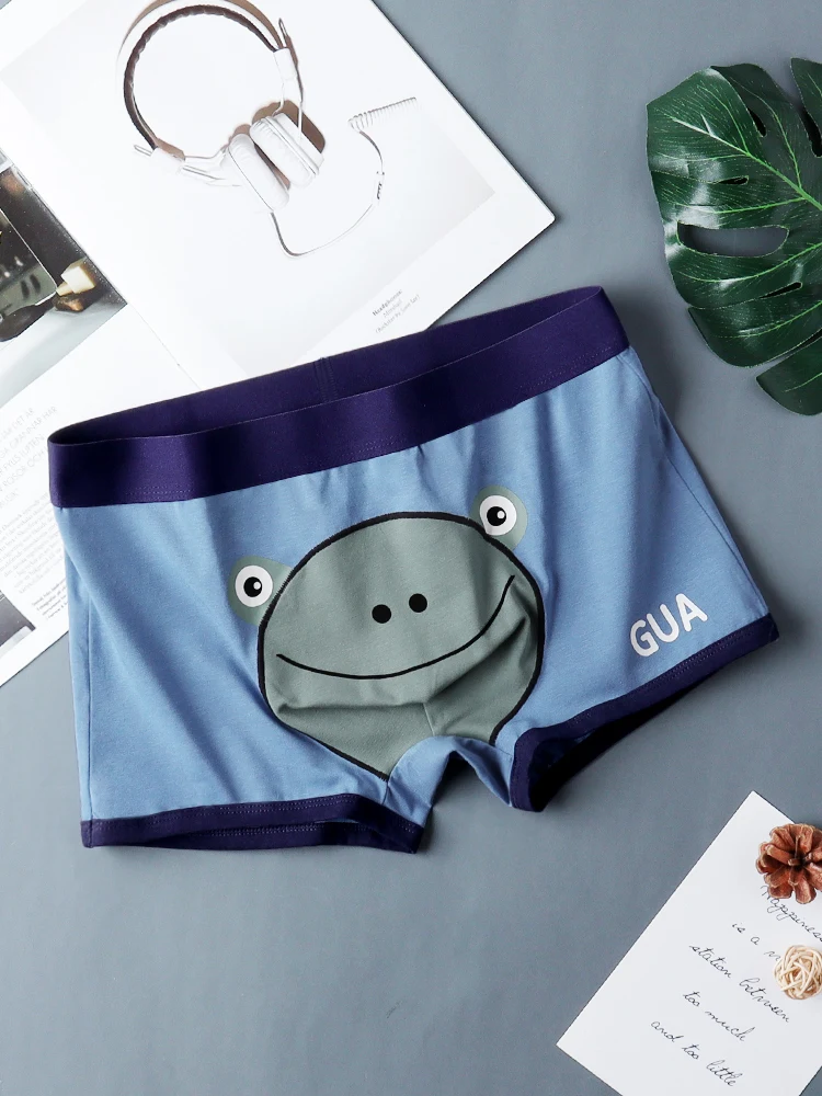 SQINUSQN New men\'s boxer panties Breathable men\'s underwear cute little frog Comfortable Men Underpants size M-4XL