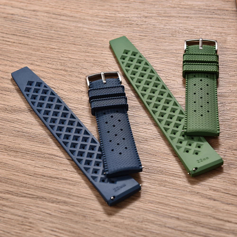 18/19/20/21/22/23/24 مللي متر الاستوائية FKM ساعة مطاطية العصابات الإفراج السريع FPM حزام دائم لينة معصمه مقاوم للماء ساعة رياضية #5