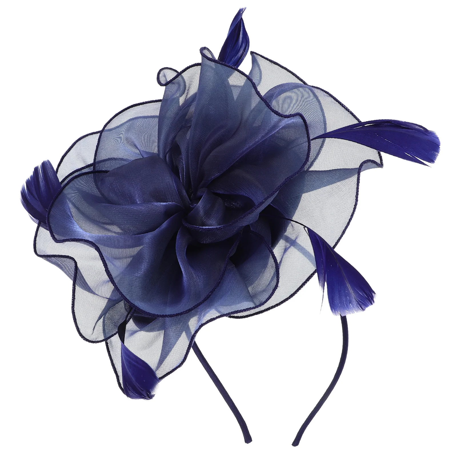 

Net Tulle Headpiece European Plume Flower Decor Fascinator Hat For Women Party Tea Carnival Fancy Dress Accessory