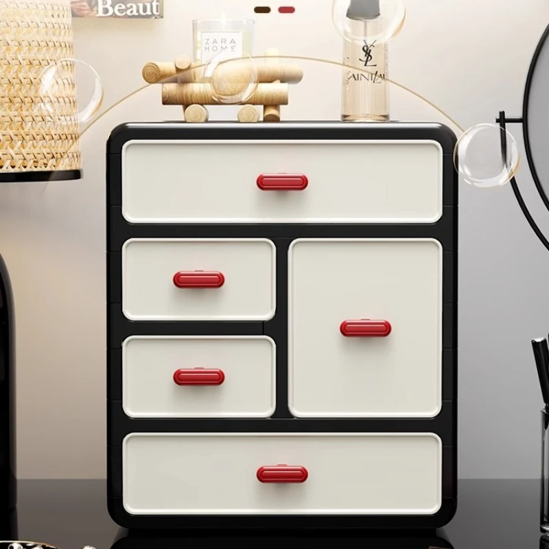 Retro Luxury Desktop Cosmetic Organizer Makeup Storage Box Set Dust Proof Plastic Drawer Cosmetics Organizer Tall Layers Case