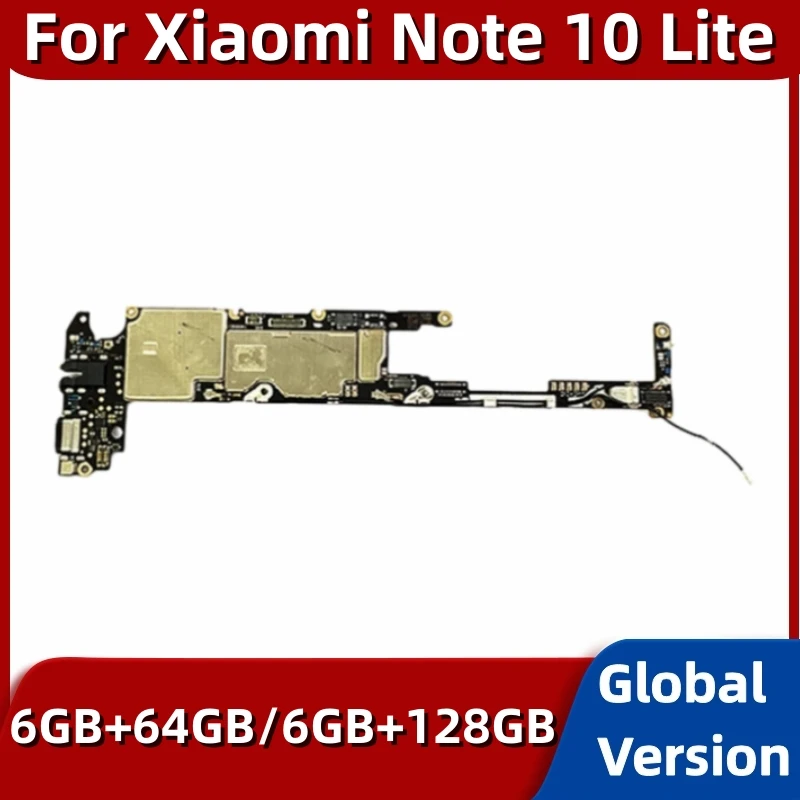 Mainboard for Xiaomi Mi Note 10 Lite, Original Motherboard, 64GB, 128GB, Main Circuits Board, Logic Plate, Fully Tested