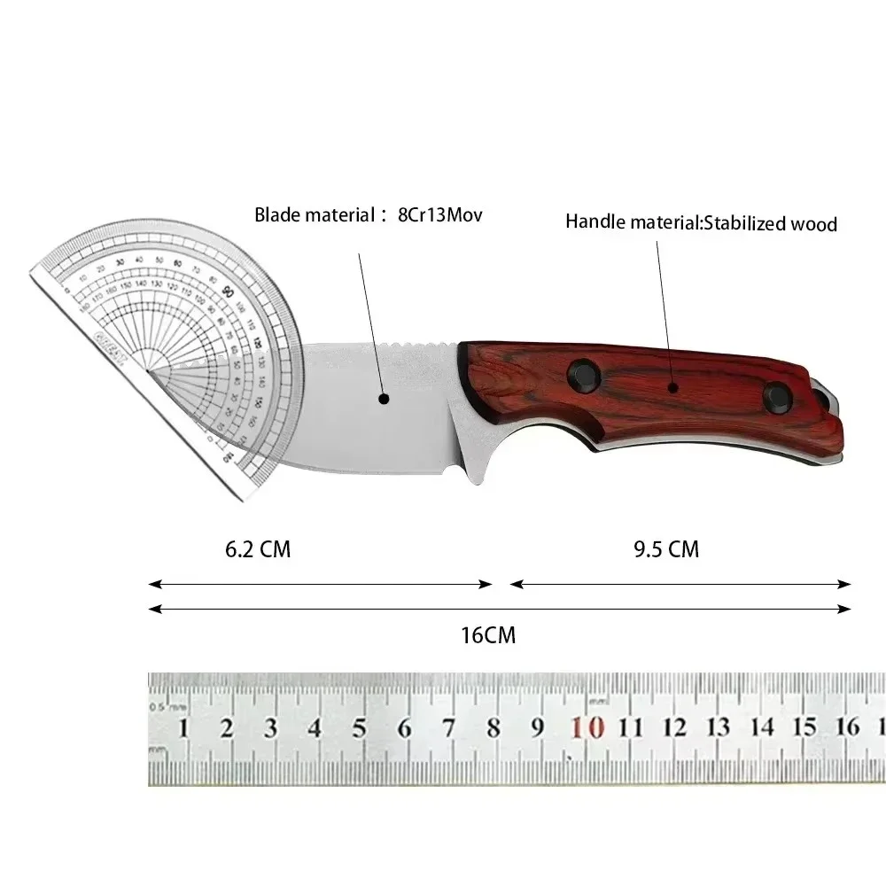Hot BM 15017 Straight Knife Color Wood Handle 8Cr13Mov Steel Outdoor Camping Tactical Defense Knife EDC Camping Fruit Knife