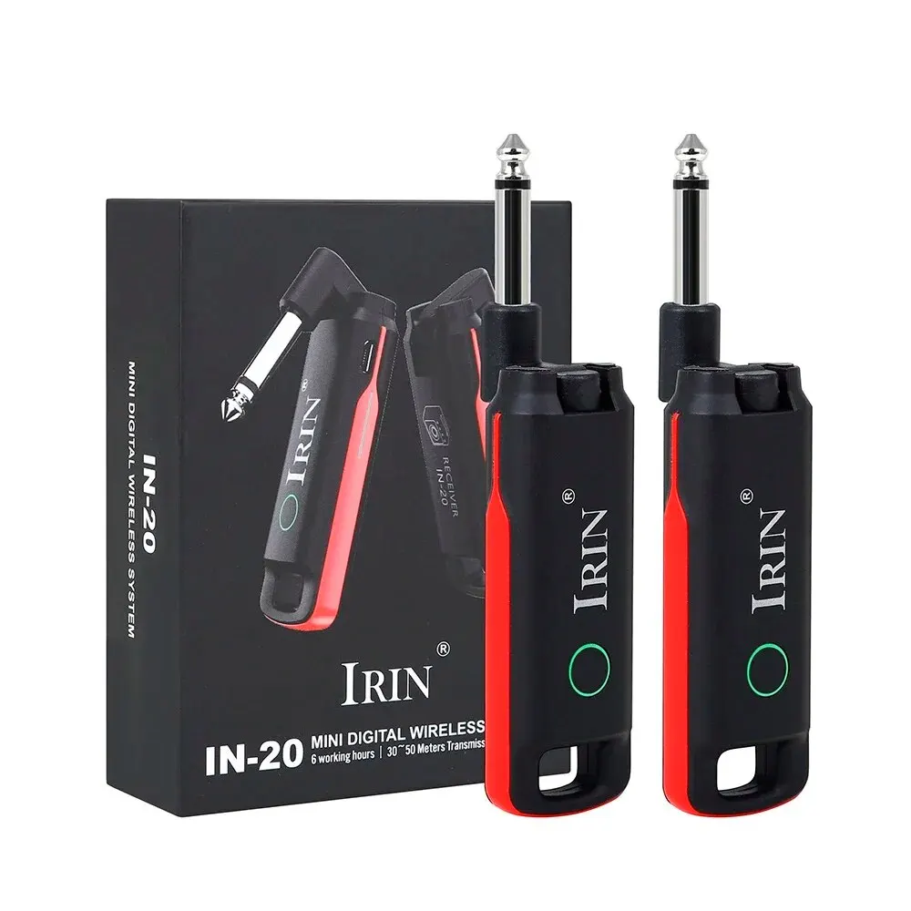 IRIN IN-20 Guitar Wireless System 100 UHF Channels Rechargeable Audio Wireless Transmitter Receiver for Guitar Bass Electric