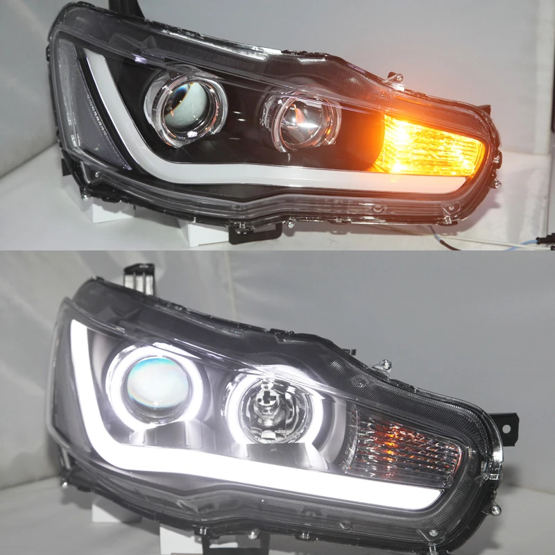 New Style 2008-2013 Year Mitsubishi Lancer Exceed LED Strip Headlights Angel Eyes YZ V2