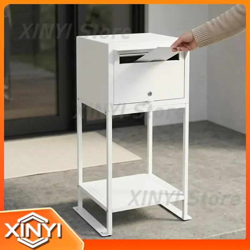 Freestanding Metal Mailbox with Bracket Lockable Outdoor Mailbox Removable Frame Structure Good Weather Resistance for All
