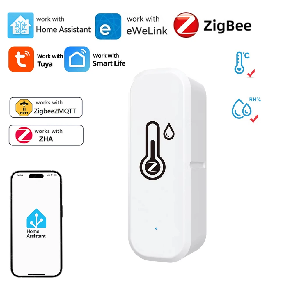 Tuya wifi zigbee sensor de umidade temperatura termômetro interno monitor vida inteligente controle app funciona com alexa google assistente