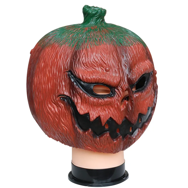 Halloween Pumpkin Head Mask Cosplay Horror Funny Makeup Ball Dress Up Latex Headset Live Props