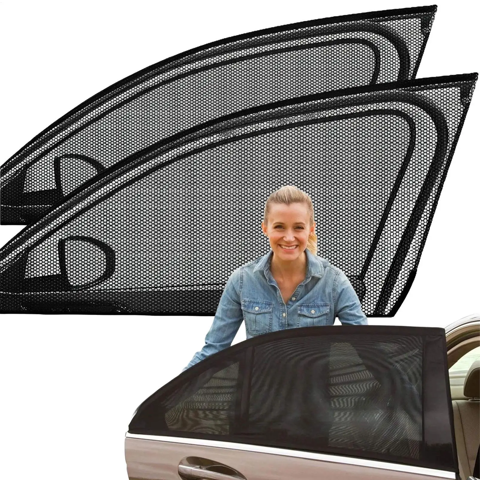 Car Sunshade Curtains Repellent SUV Mosquito Mesh Net Sunshade Universal Side Window Shades Protection for Auto Accessories