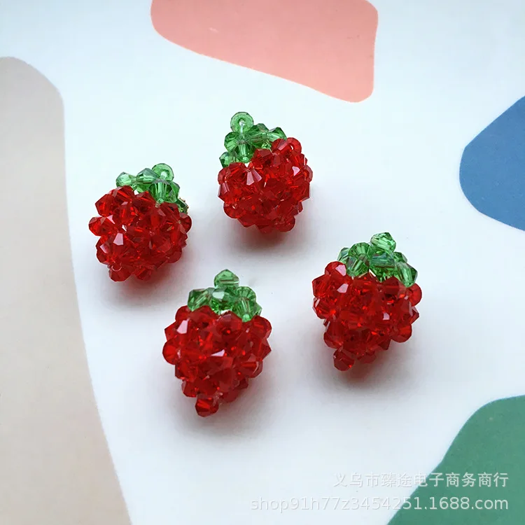 1pcs crystal woven red strawberry Pendant Charms for Necklace Bracelet Earrings Jewelry Making Diy Findings