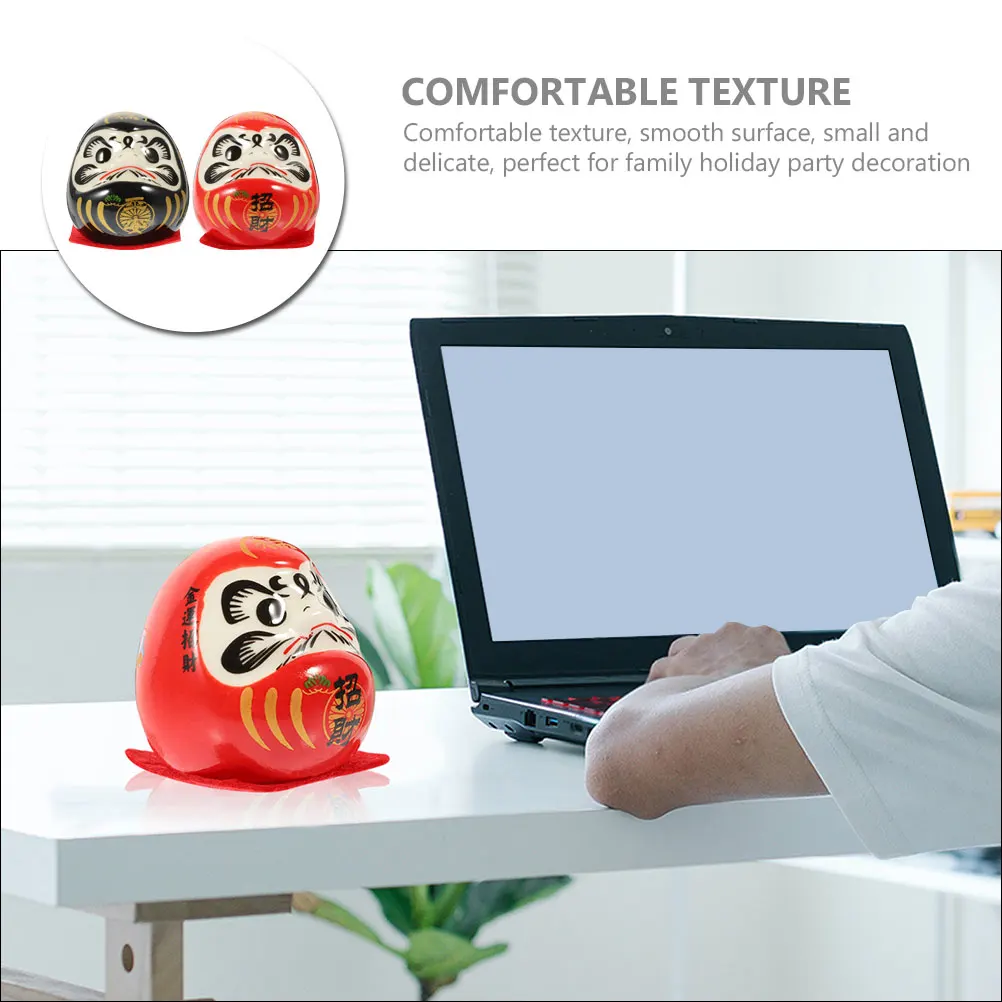 

2Pcs Ceramic Japanese Feng Shui Ornament Wealth Luck Symbol Home Car Dashboard Decorative Gift Ceramic