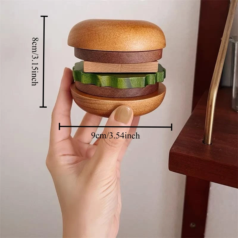 Creative Wooden Hamburger Coasters Set Stackable Multi-Functional Tea Mat Fruit Plate Fun Wood Desk Figurines Cute Home Decor