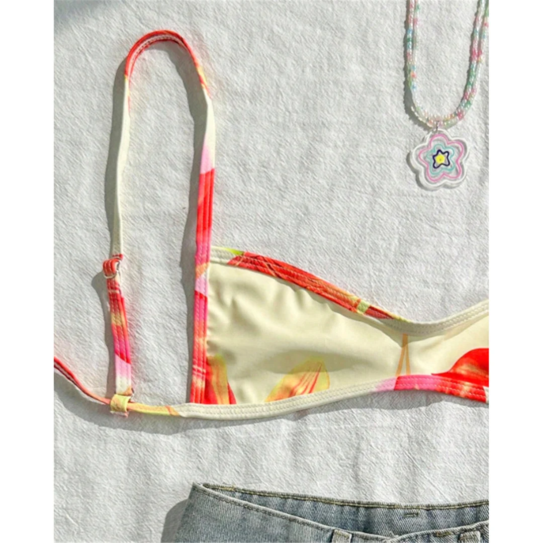 S - XL, Bikini mit Blumenmuster und hohem Beinausschnitt, Damen-Badebekleidung, zweiteiliges Bikini-Set, Badeanzug, Badebekleidung, Modell V7800. – Detail 7