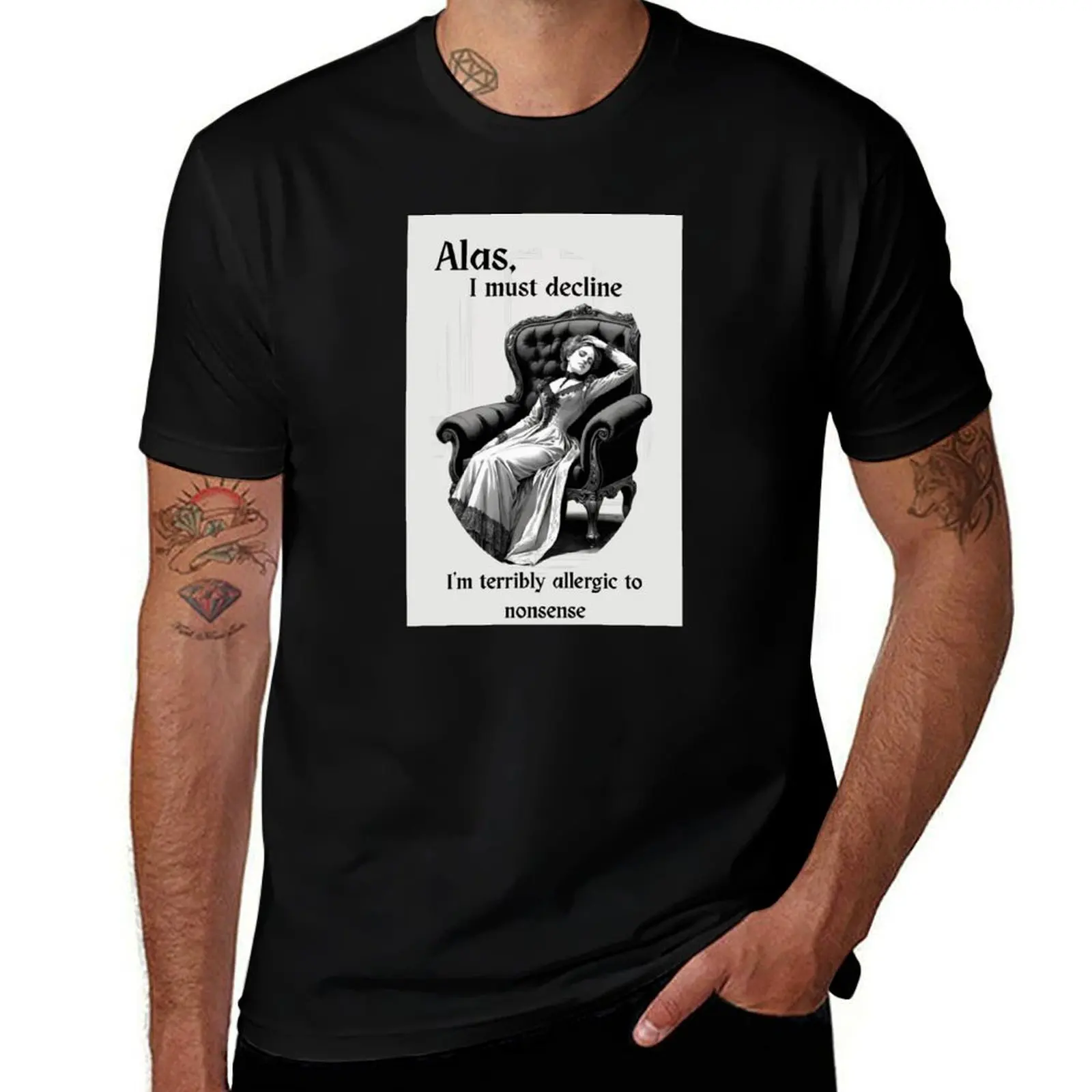 

Elegant Victorian Alas, I Must Decline Design – Perfect for Witty Home Decor and Apparel T-Shirt