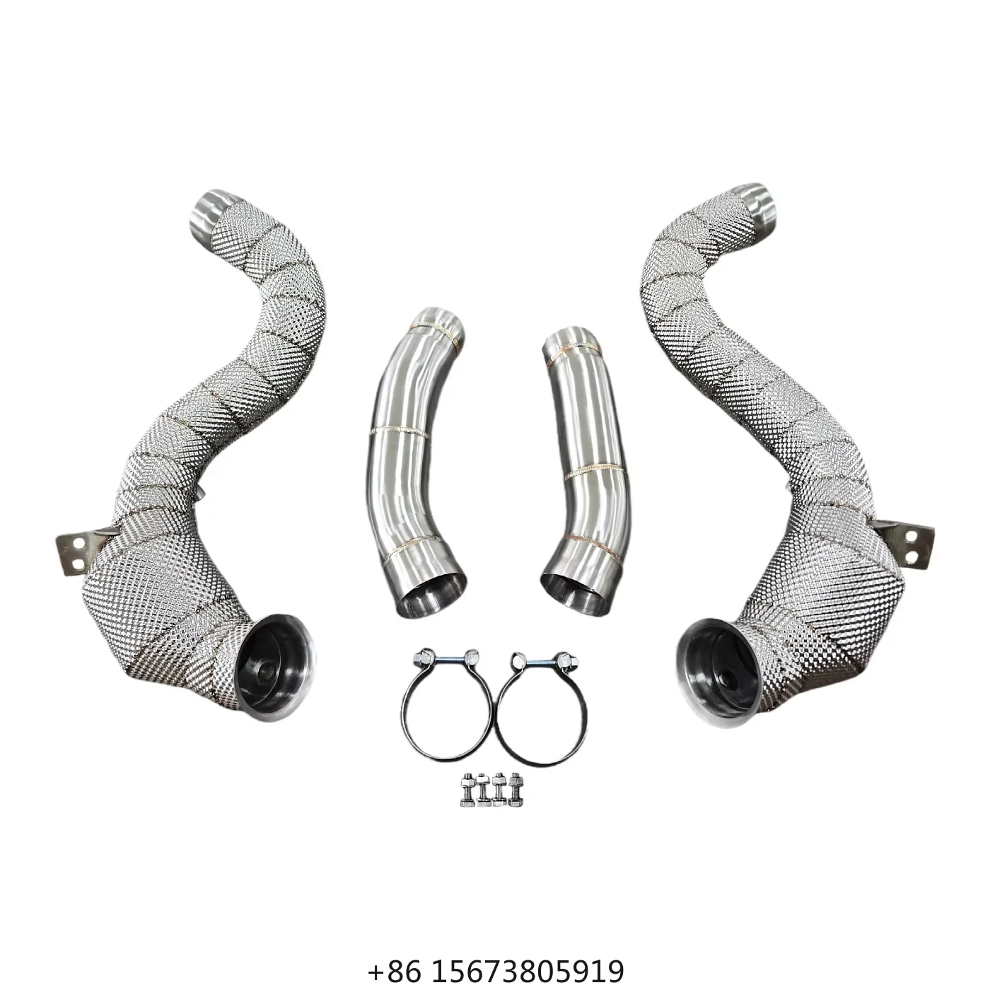 

W205 C63 C63S 4.0T Heatshield Downpipe Heat Resistant Coating Stainless Steel Sedan/Coupe Fit Reduces Backpressure Boosts Power