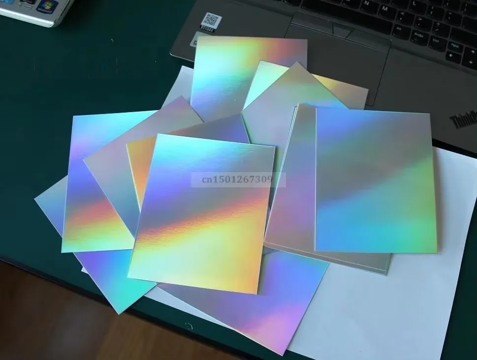 100pcs Holographic Cardstock 10.5 x 15cm Shiny Iridescent Mirror Paper Thick Card Stock For Crafts Business Card Making
