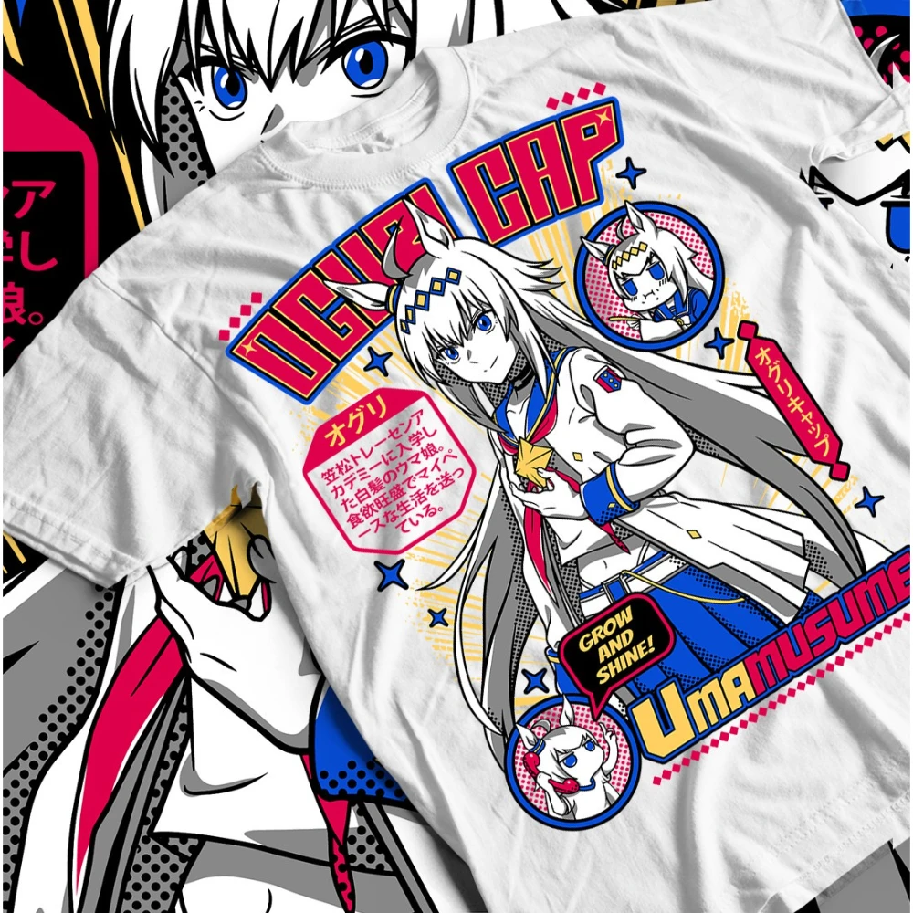 Uma Musume Pretty Derby Anime T‑Shirt Oguri Cap Graphic Tees Men Women Manga Print Casual Short Sleeve Harajuku Streetwear Tops