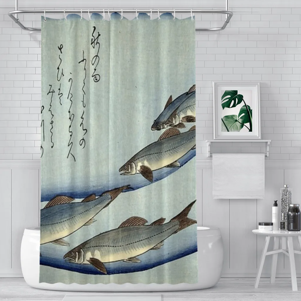 Ichiryusai Hiroshige - river trout Shower Curtain  Bathroom Decoration Shower Curtain Birthday Gift