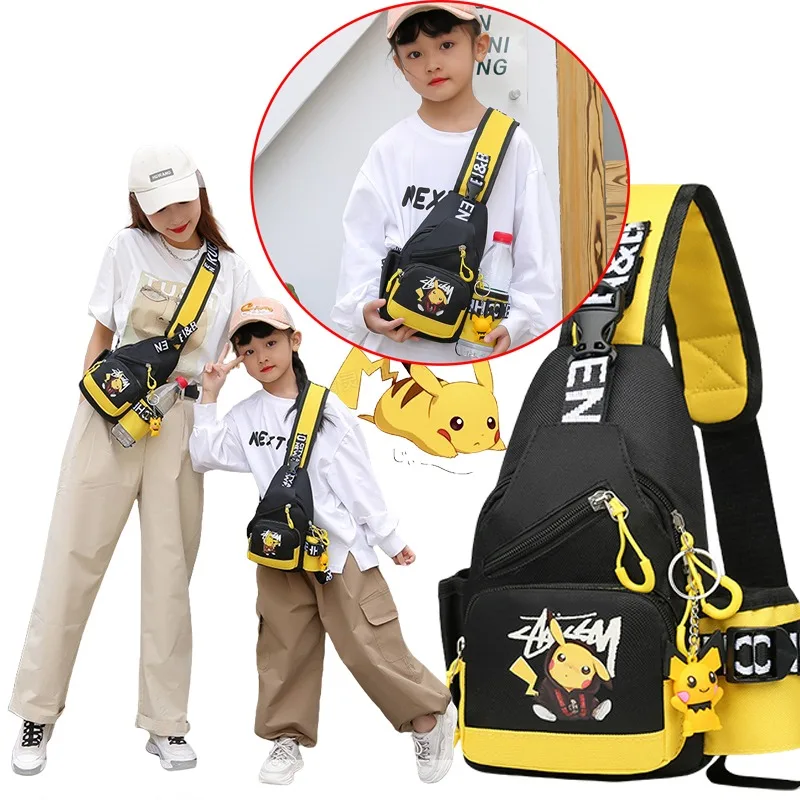 

Pikachu Children's Crossbody Bag Anime Women's Shopping Multifunctional Crossbody Bag Men's Portable Commuting Shoulder Bag