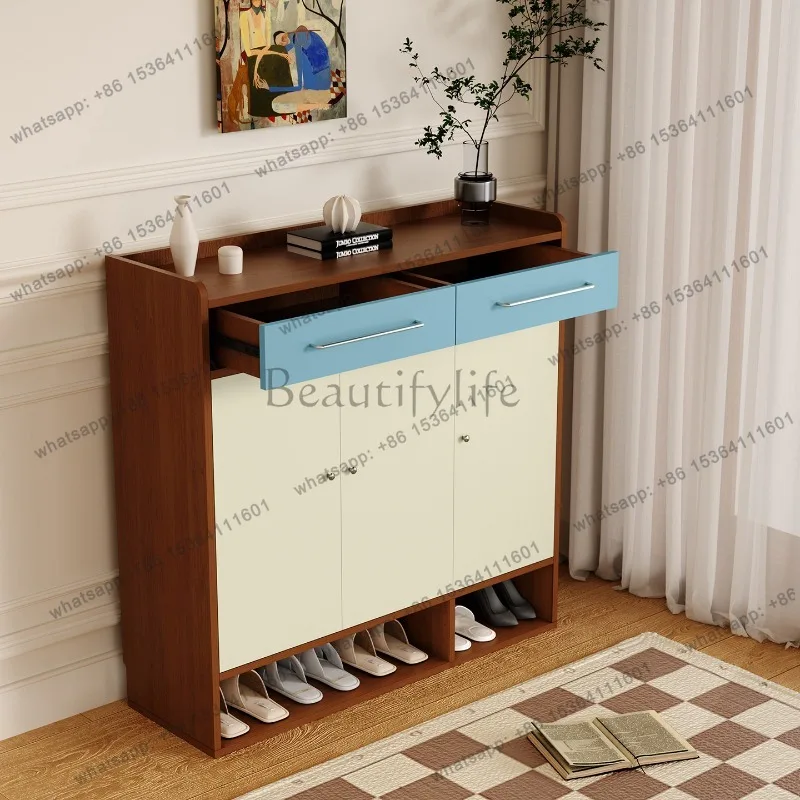 LD Organizer Wooden Shoe Shelf Storage Mobile Living Room Display Luxury Designer Shoe Cabinet Slippers Zapatero
