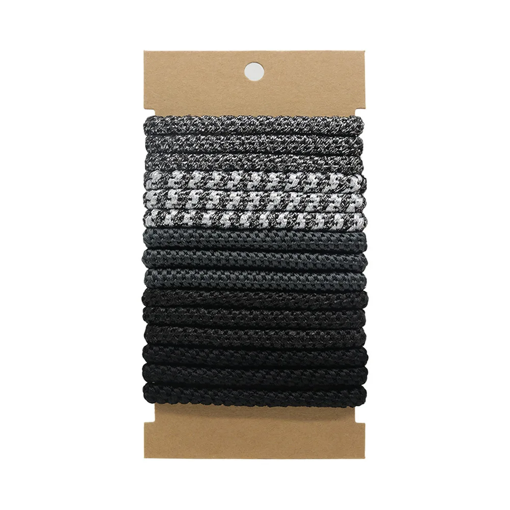 Lazos para el cabello bohemios, 15 Uds., conjunto de tarjetados, elásticos de hilo bordado, marrón, negro, blanco, rojo, rosa, sin daños