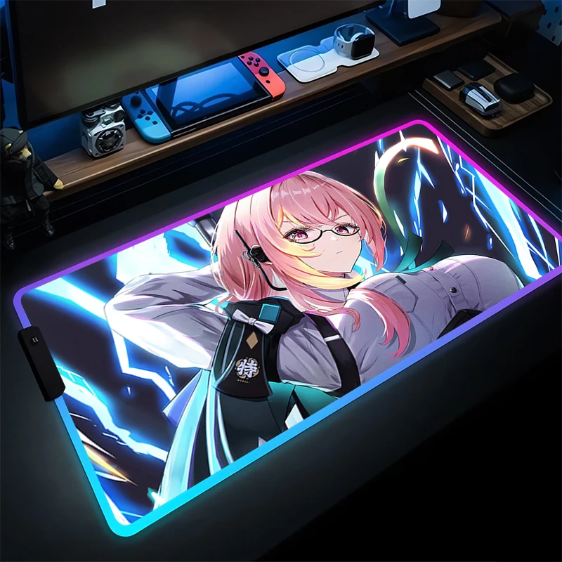 LED-muismat Rubber Tsukishiro Yanagi Gamer Bureaumat RGB Computer Zenless Zone Zero Toetsenbord Pad Gaming Accessoires Muismat