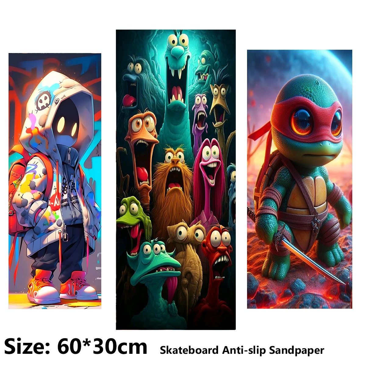 

Funny Animal Colorful Turtle Pattern Electric Scooter Anti-slip Sticker Sandpaper Skateboard Grip Tape Sheet 60*30cm